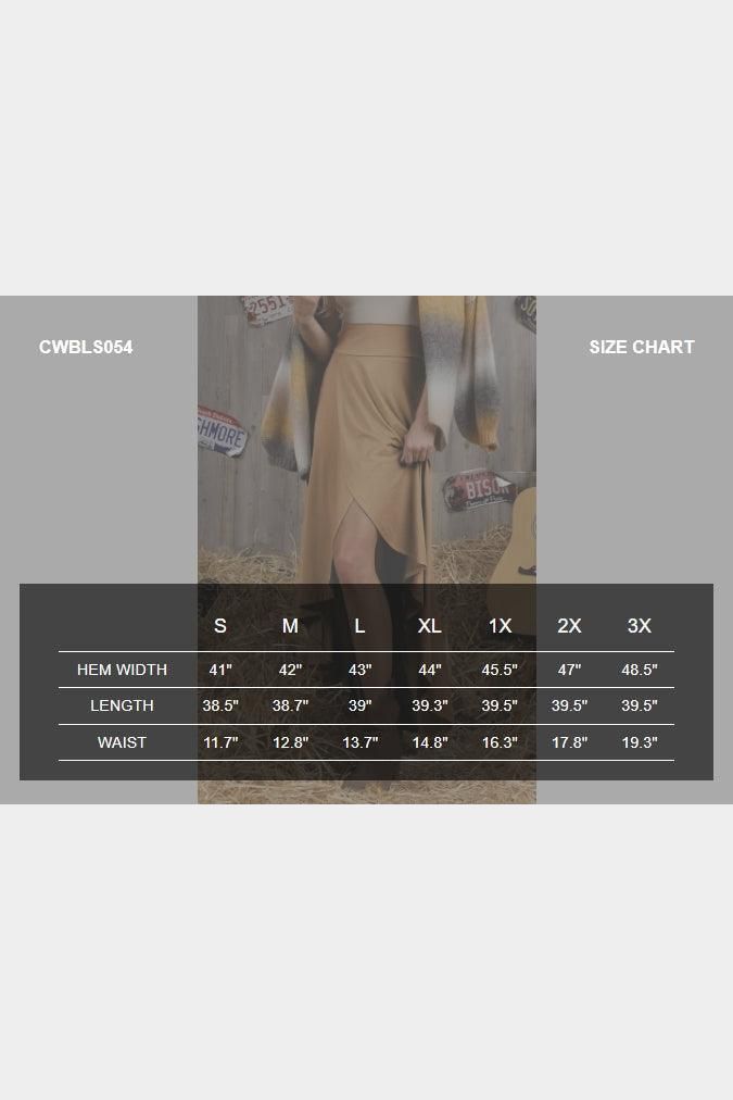 HIGH WAIST BANDED OVERLAP FLARE MAXI SKIRT - Doublju