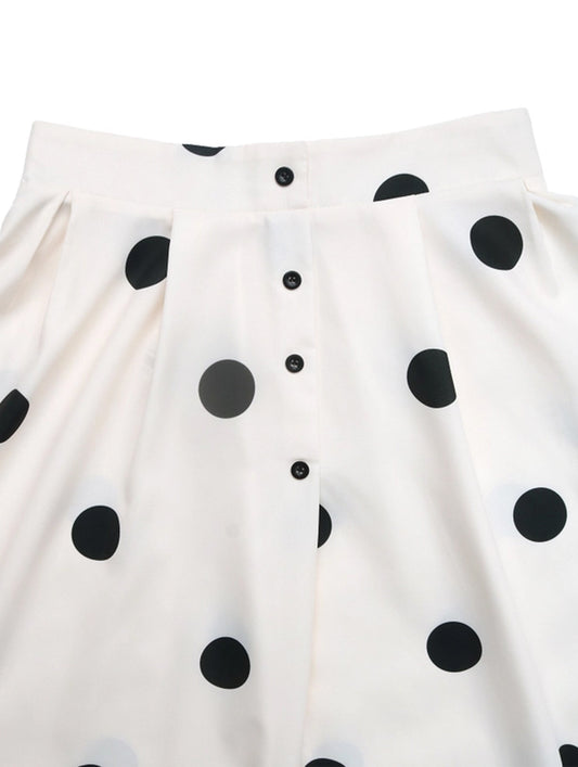 Polka dot printed retro elegant A-line skirt