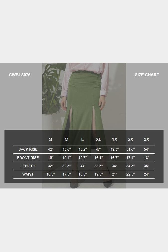 HIGH WAIST SHIRRED FLOUNCE MAXI SKIRTS WITH SLIT - Doublju