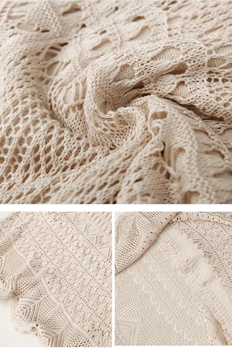 CROCHET HOLLOW KNITTED MIDI LENGTH SKIRT - Doublju