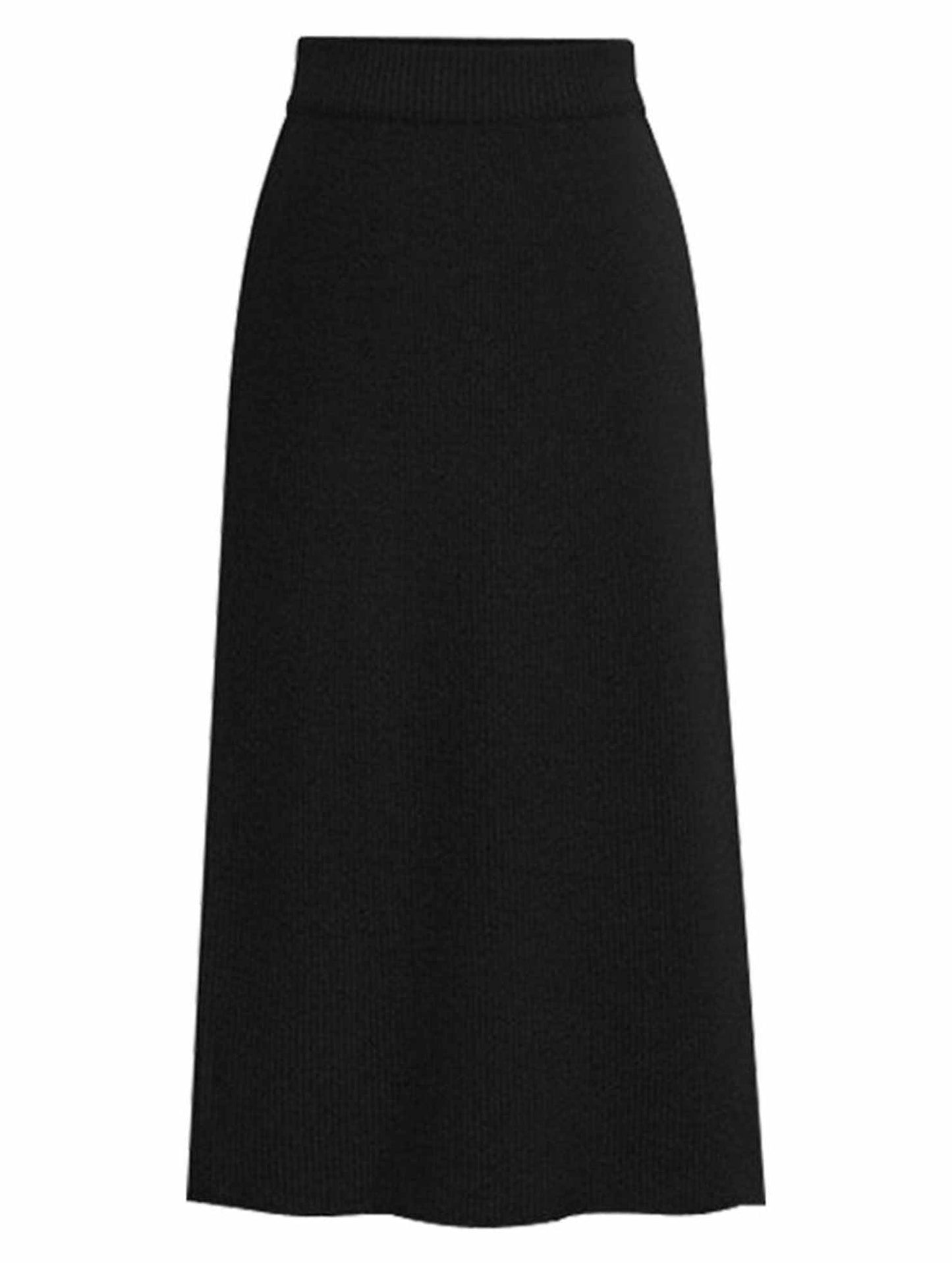 SLIT BACK HIGH WAIST BAND WARM LONG SKIRT - Doublju