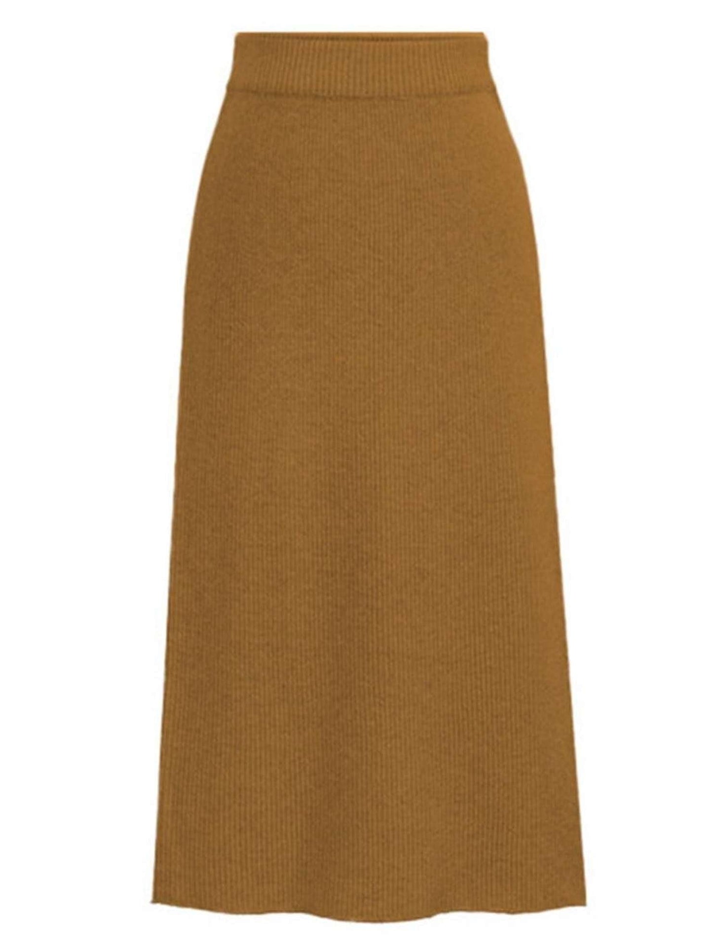 SLIT BACK HIGH WAIST BAND WARM LONG SKIRT - Doublju