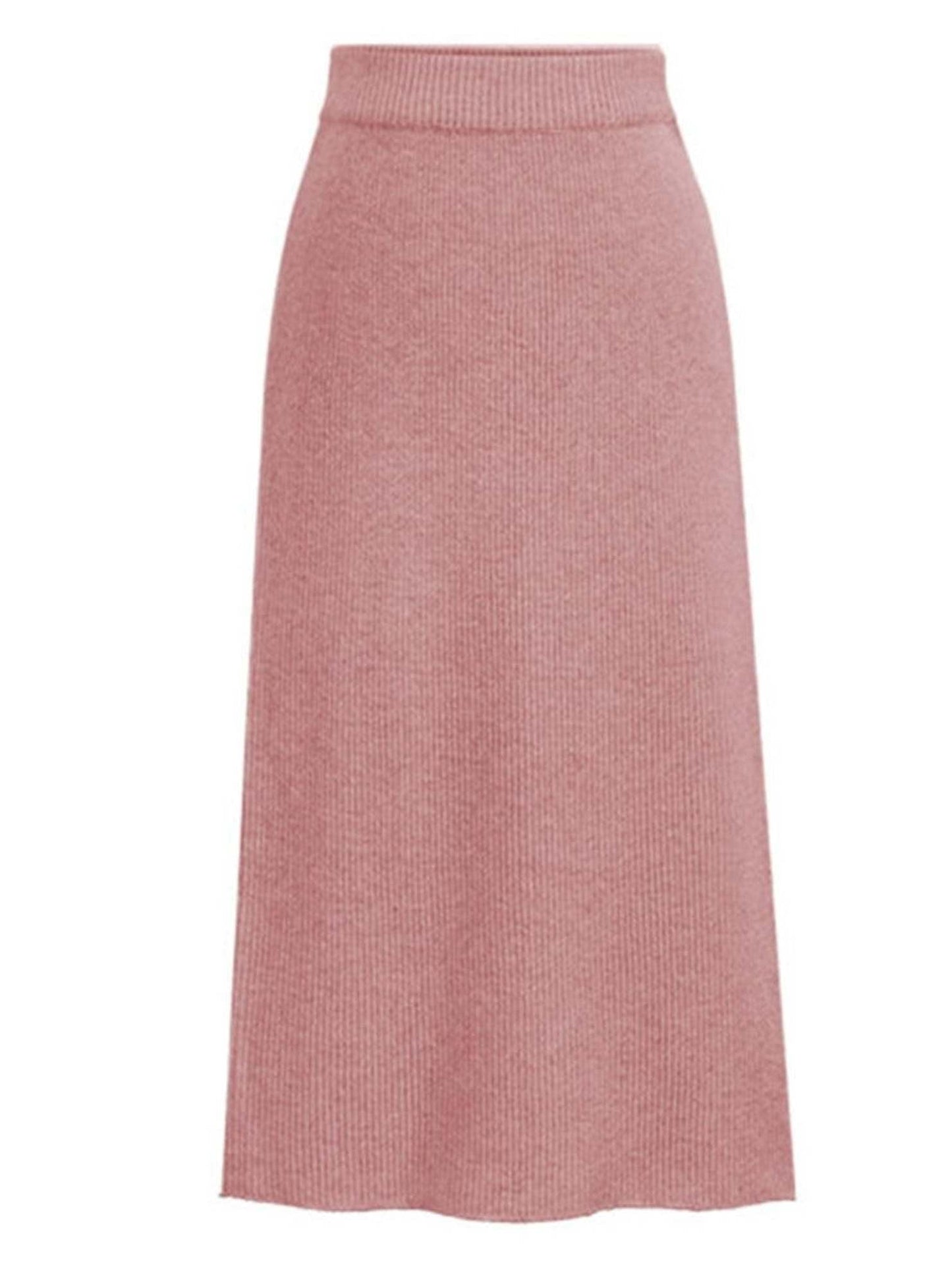 SLIT BACK HIGH WAIST BAND WARM LONG SKIRT - Doublju