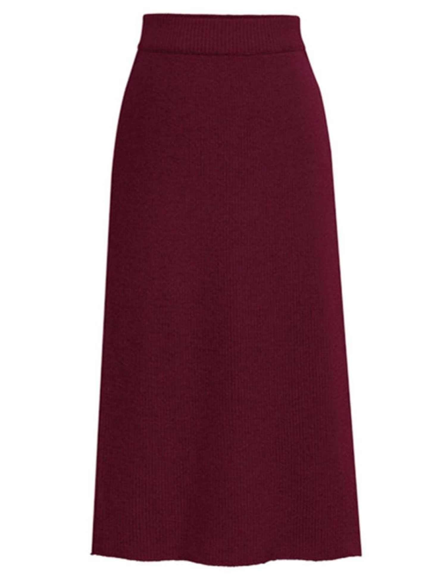 SLIT BACK HIGH WAIST BAND WARM LONG SKIRT - Doublju