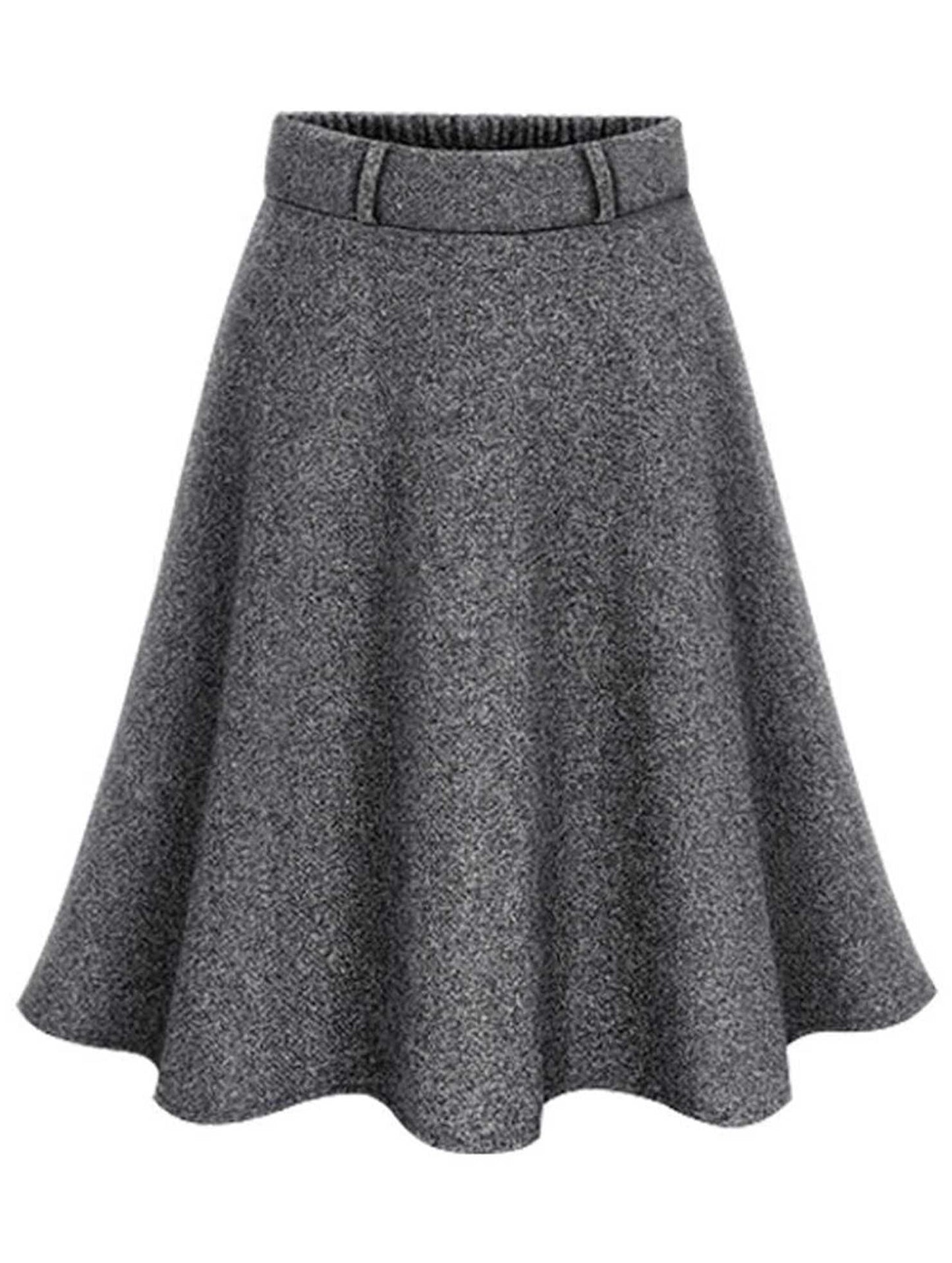 MIDI LENGTH GATHERED WARM SKIRT - Doublju