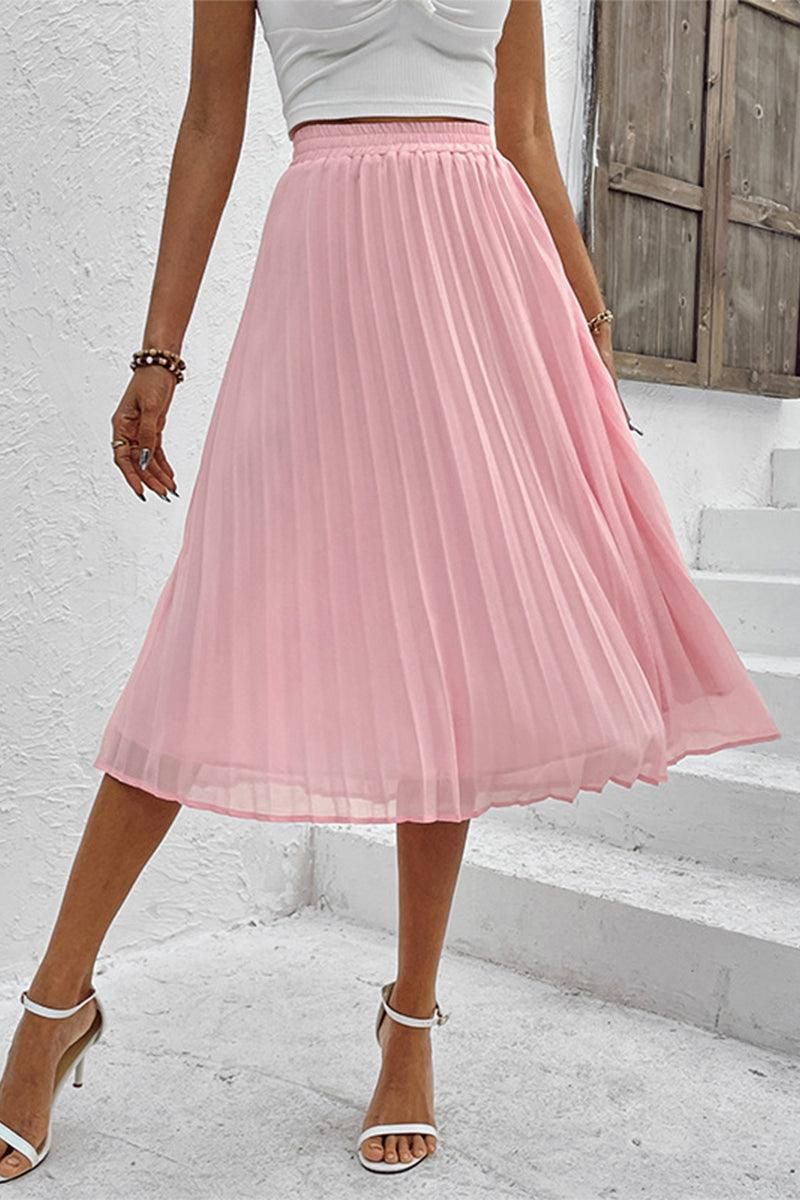 WOMEN CHIFFON PLEATED CUTE SKIRT - Doublju