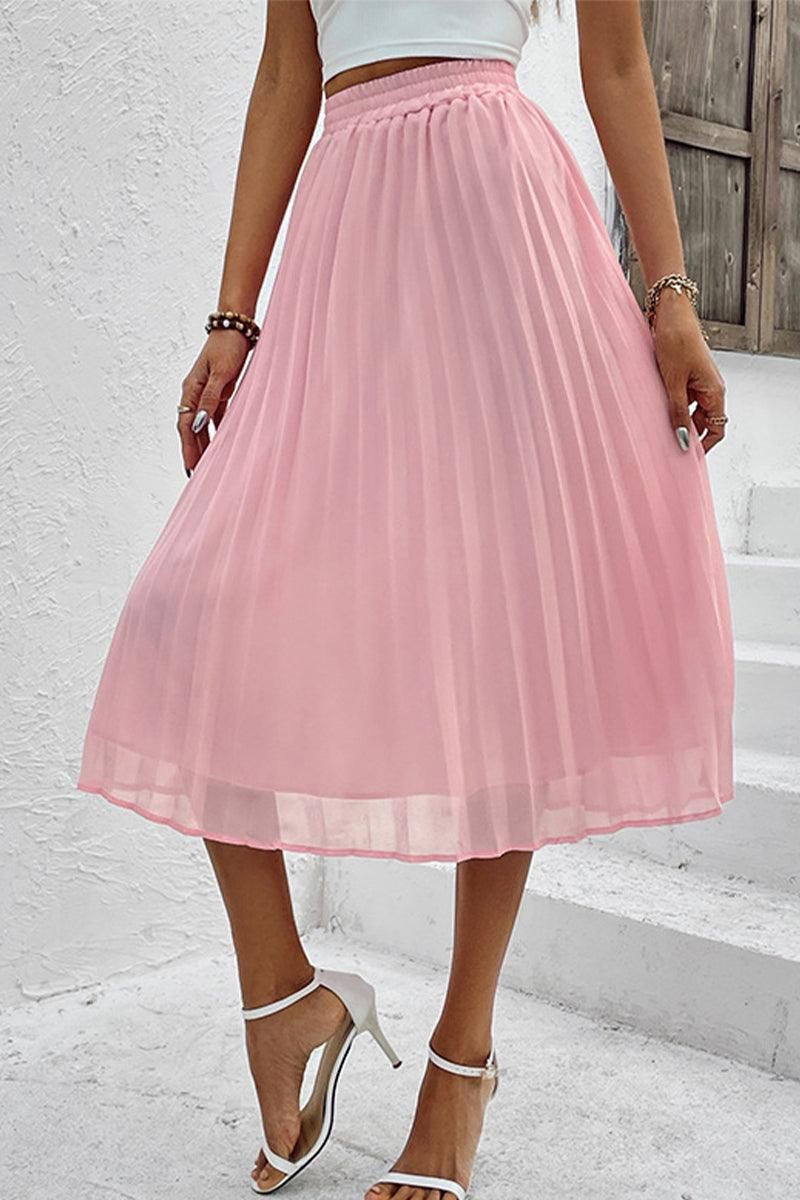 WOMEN CHIFFON PLEATED CUTE SKIRT - Doublju