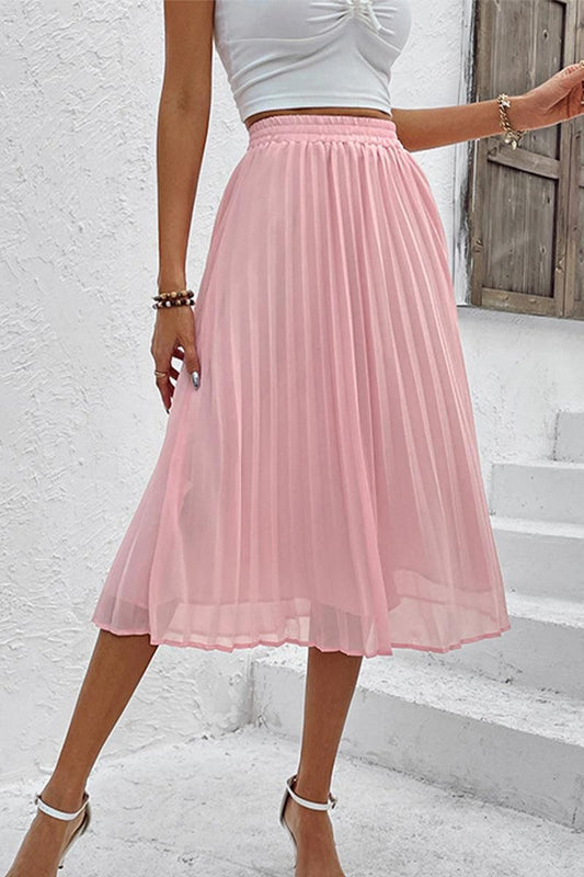 WOMEN CHIFFON PLEATED CUTE SKIRT - Doublju