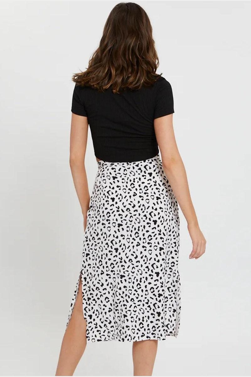 HIGH WAIST BOHO PRINTED SIDE SPLIT A LINE SKIRT - Doublju