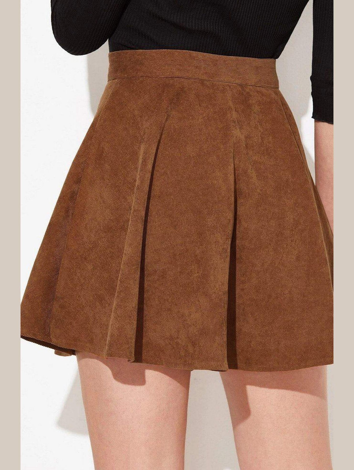 WOMEN FRONT BUTTONED CORDUROY UMBRELLA SKIRT