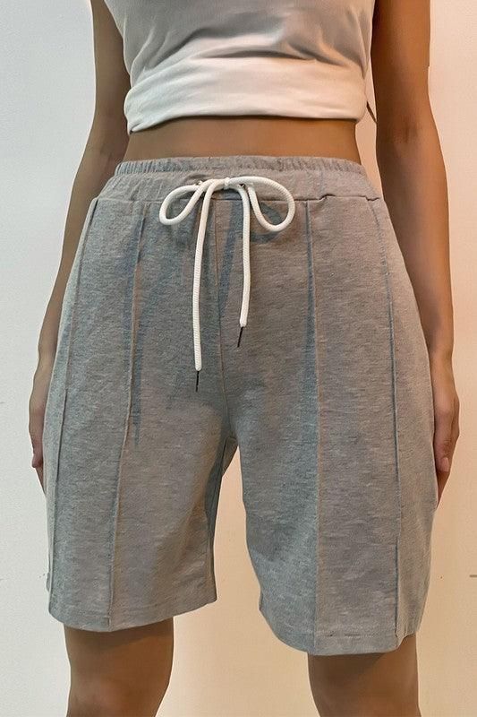 BANDING WAIST TIED CAUSAL SPORTS SHORTS - Doublju