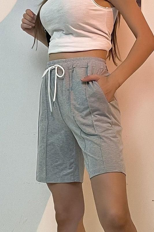 BANDING WAIST TIED CAUSAL SPORTS SHORTS - Doublju