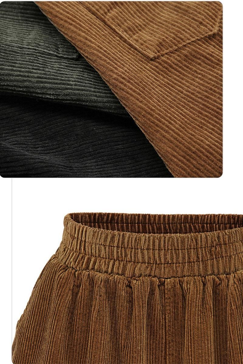 WAIST BANDING CORDUROY WARM SHORTS - Doublju