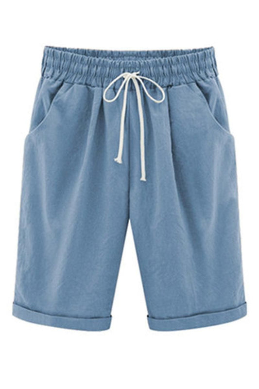 ELASTIC WAIST CASUAL PANTS WITH SIDE POCKETS - Doublju