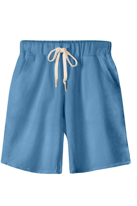 ELASTIC WAIST CASUAL WOMEN SHORTS - Doublju