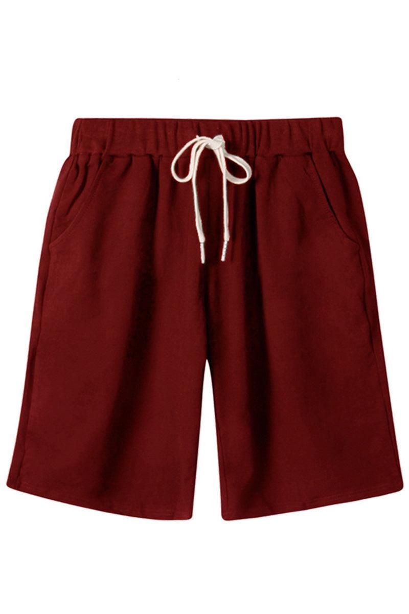 ELASTIC WAIST CASUAL WOMEN SHORTS - Doublju