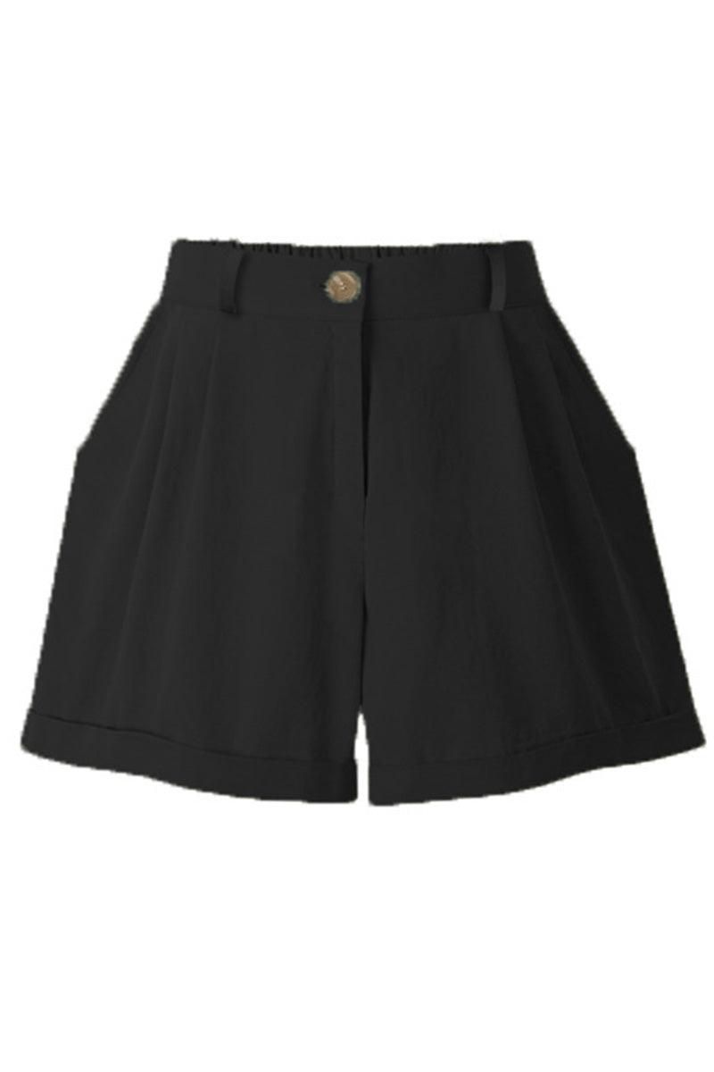 BUTTON CLOSURE CASUAL ROLLED SHORTS - Doublju
