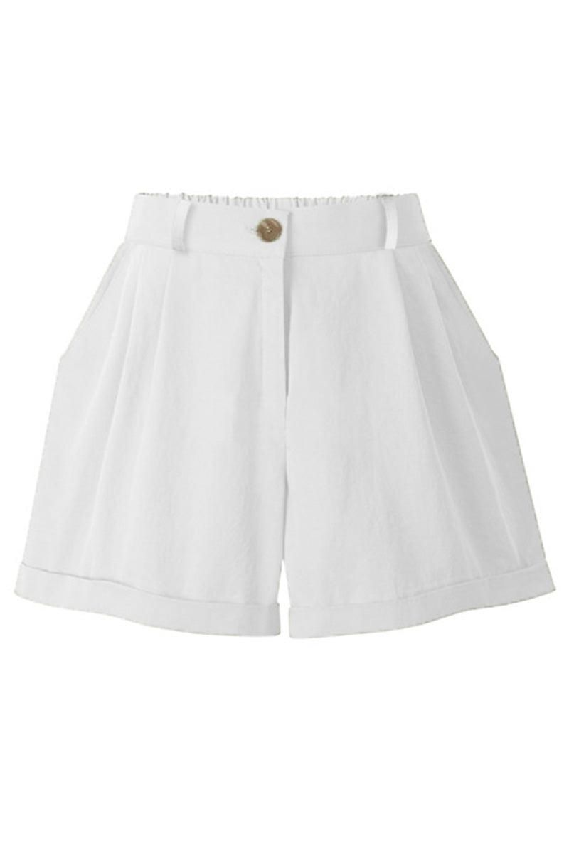 BUTTON CLOSURE CASUAL ROLLED SHORTS - Doublju