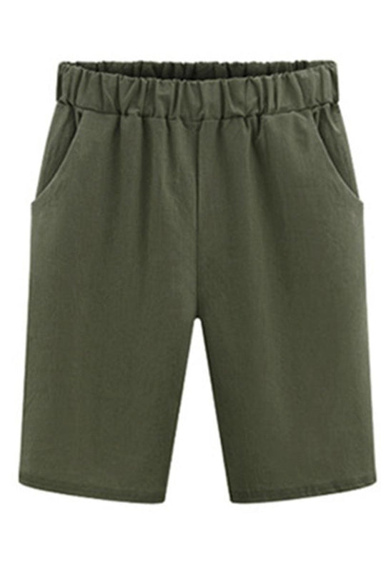 ELASTIC WAIST DANDY SHORTS WITH SIDE POCKETS - Doublju