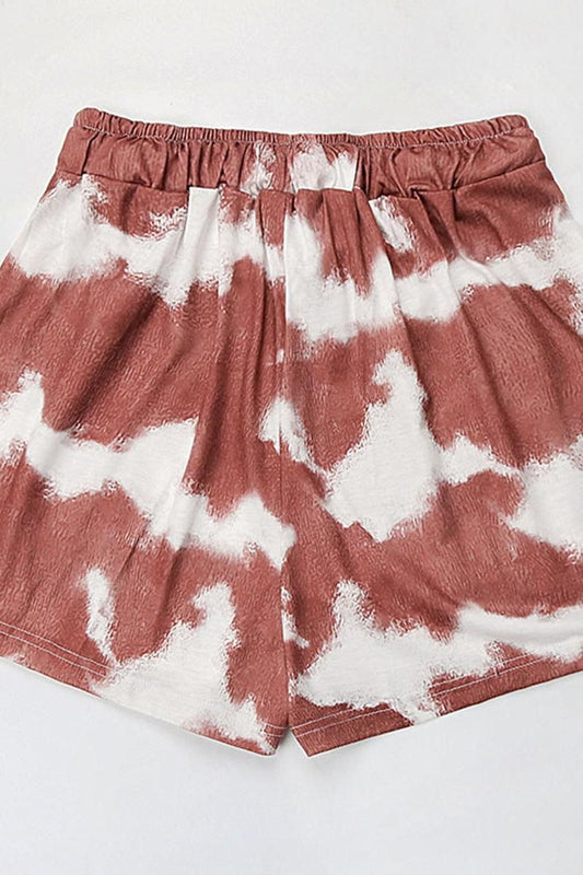 TIE-DYED DRAWSTRING LOOSE POCKET SHORTS - Doublju