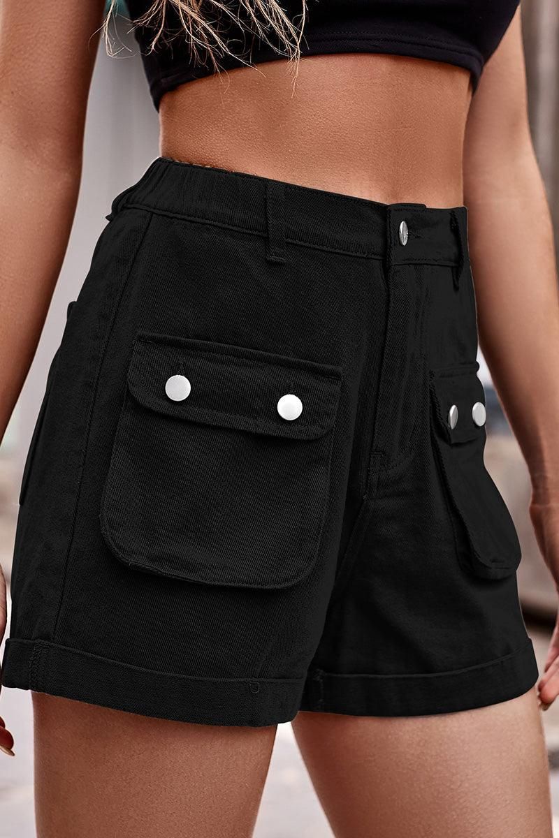 FRONT POCKET ELASTIC WAIST CASUAL CARGO PANTS - Doublju