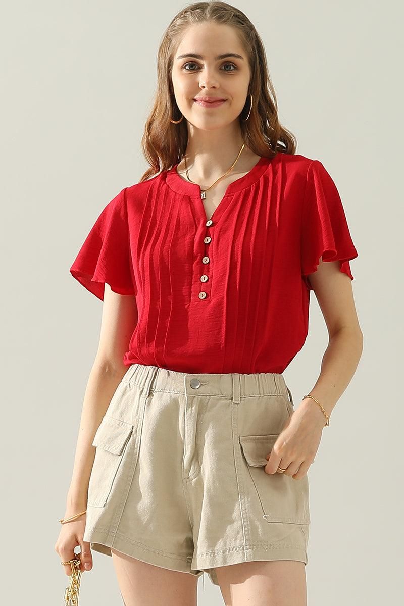 FLAT POCKET ELASTIC WAIST CARGO SHORTS - Doublju