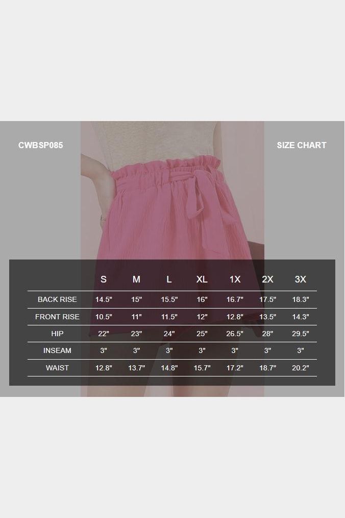 HIGH WAIST SHORTS PANTS WITH BELT AND POCKETS - Doublju