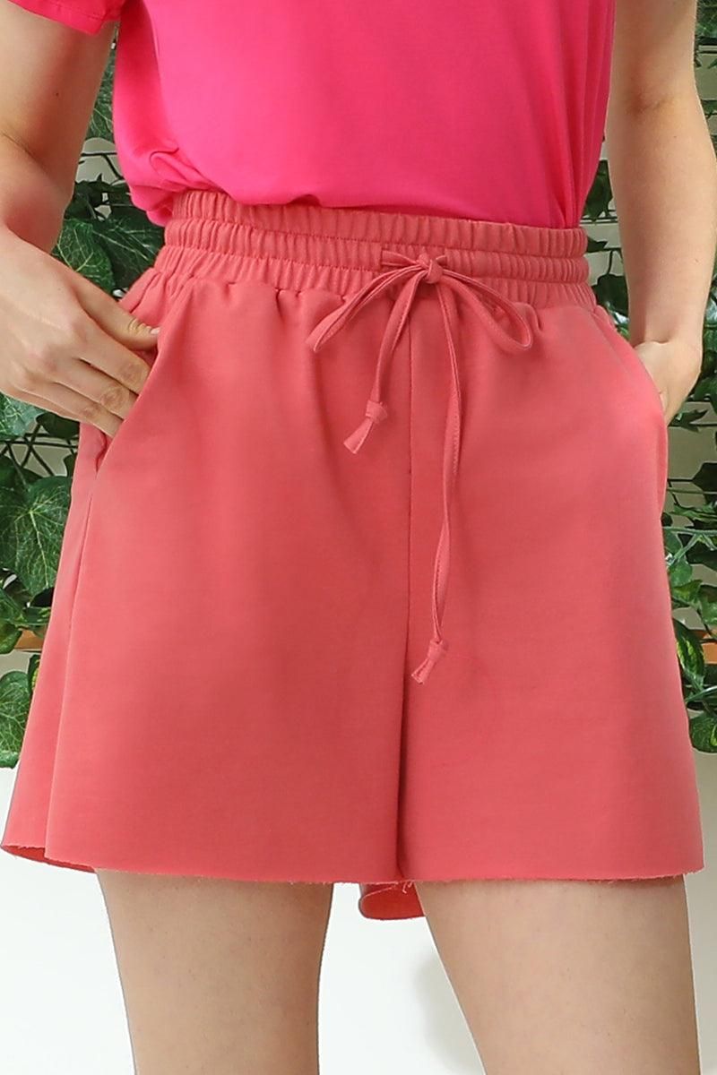 HIGH WAIST FRENCH TERRY PANTS WITH SIDE POCKETS - Doublju