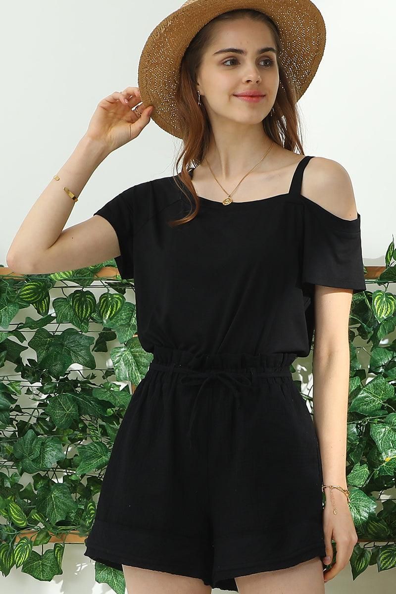 HIGH WAIST VINTAGE COTTON PANTS WITH RAW CUT - Doublju