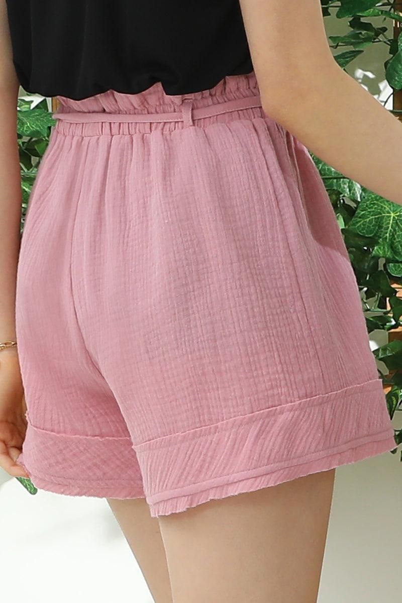 HIGH WAIST VINTAGE COTTON PANTS WITH RAW CUT - Doublju