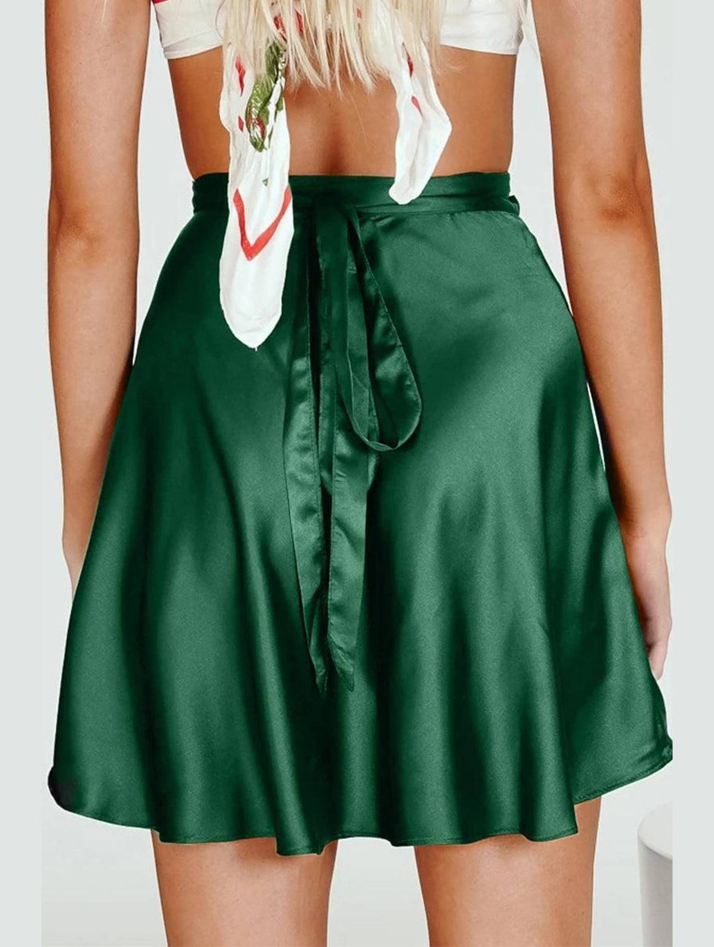 SOLID COLOR HIGH WAISTED CHIFFON SHORT SKIRT - Doublju