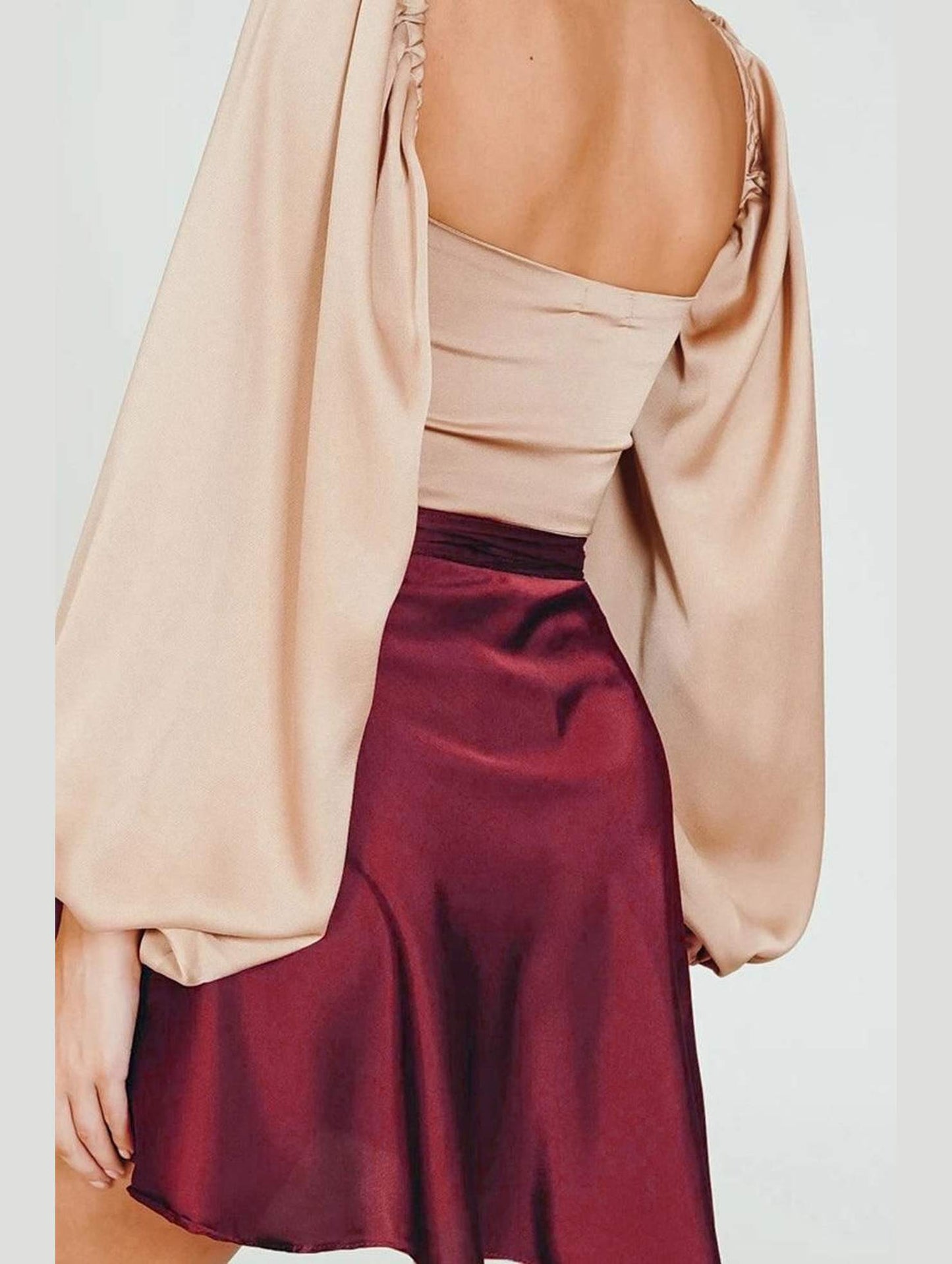 SOLID COLOR HIGH WAISTED CHIFFON SHORT SKIRT - Doublju