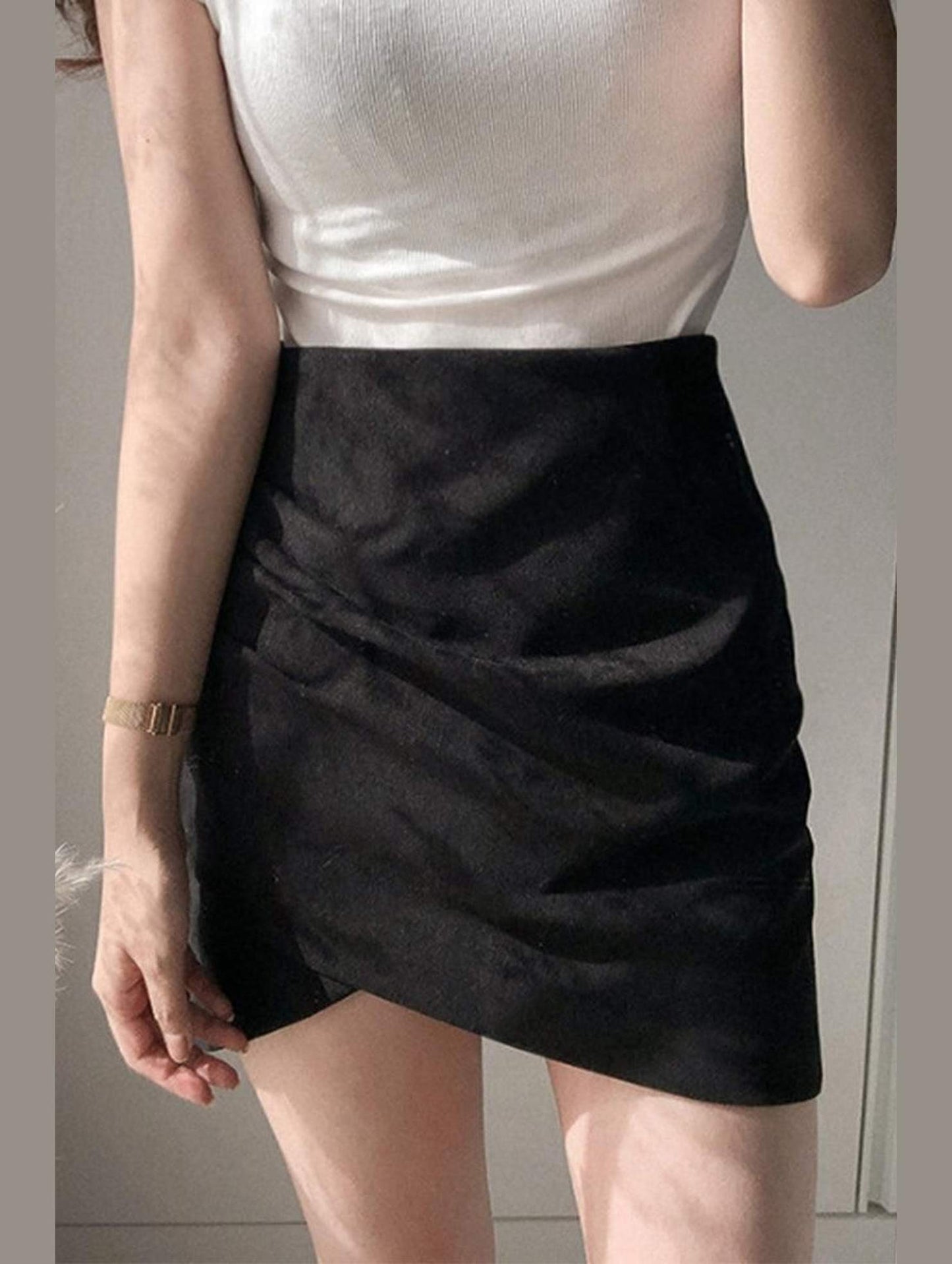 WOMEN HIGH WAIST WRAP MINI SKIRT - Doublju
