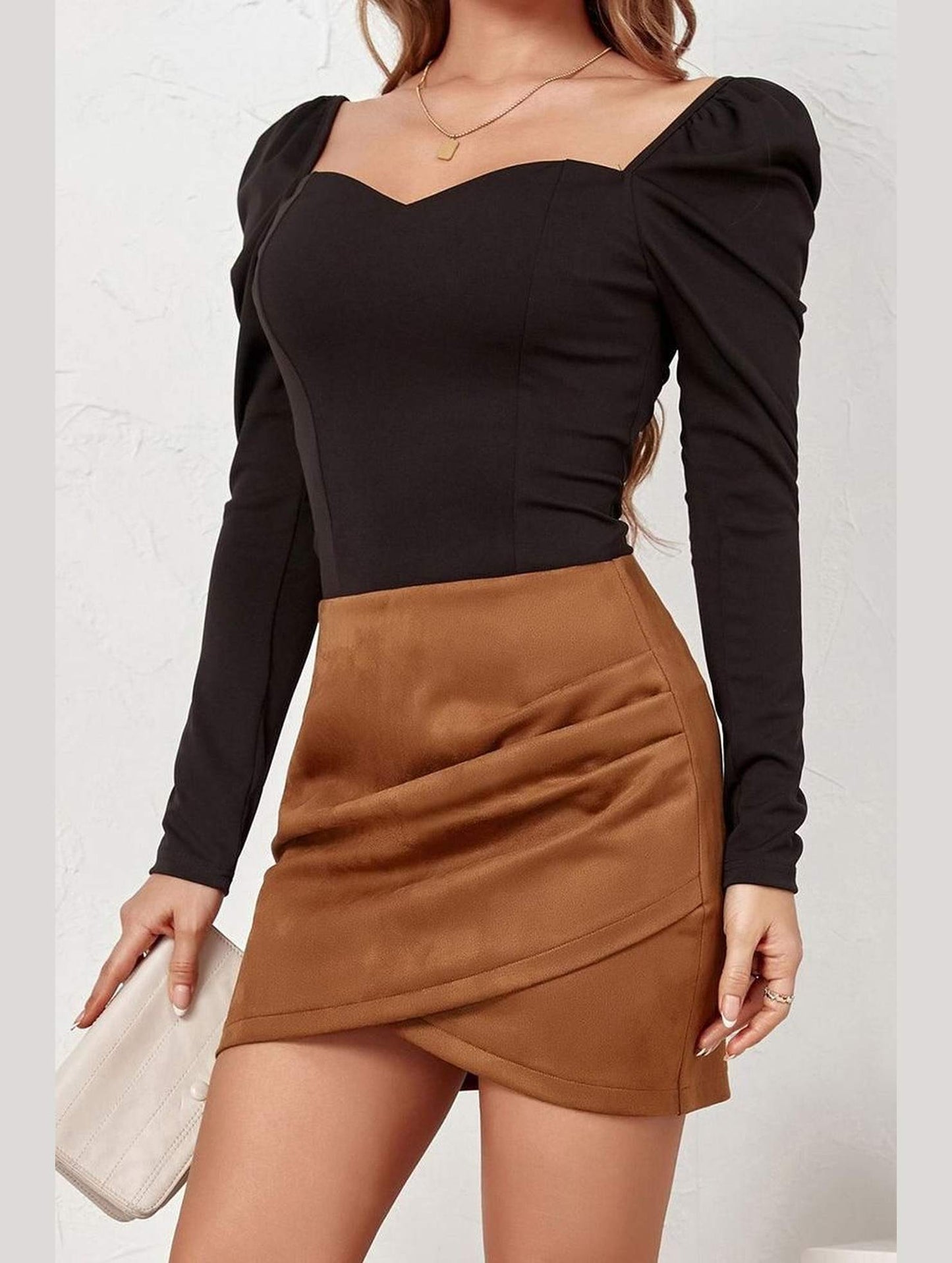 WOMEN HIGH WAIST WRAP MINI SKIRT - Doublju