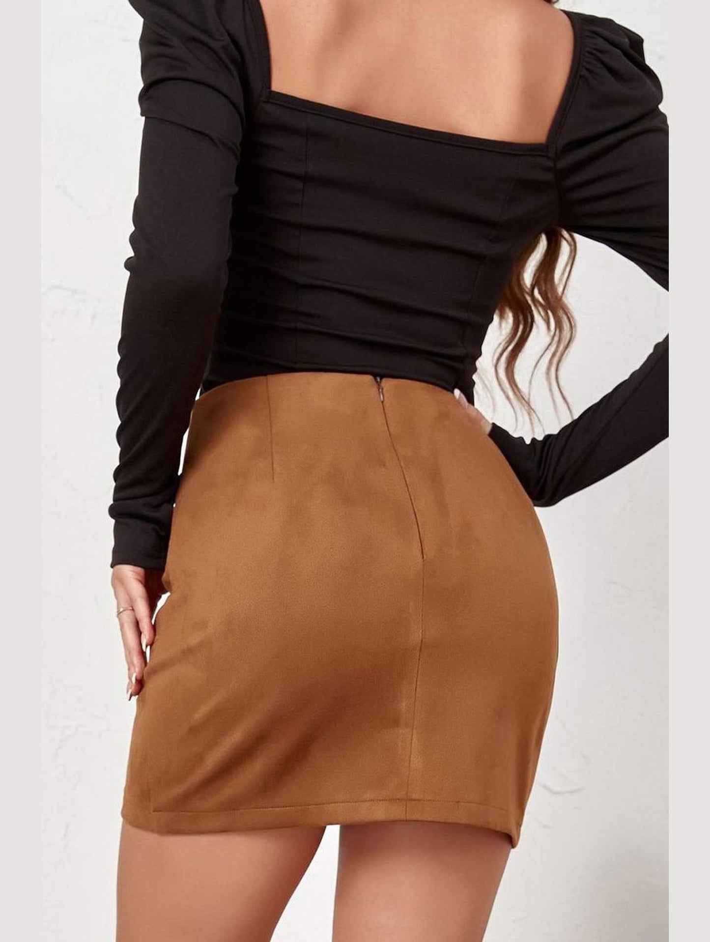 WOMEN HIGH WAIST WRAP MINI SKIRT - Doublju