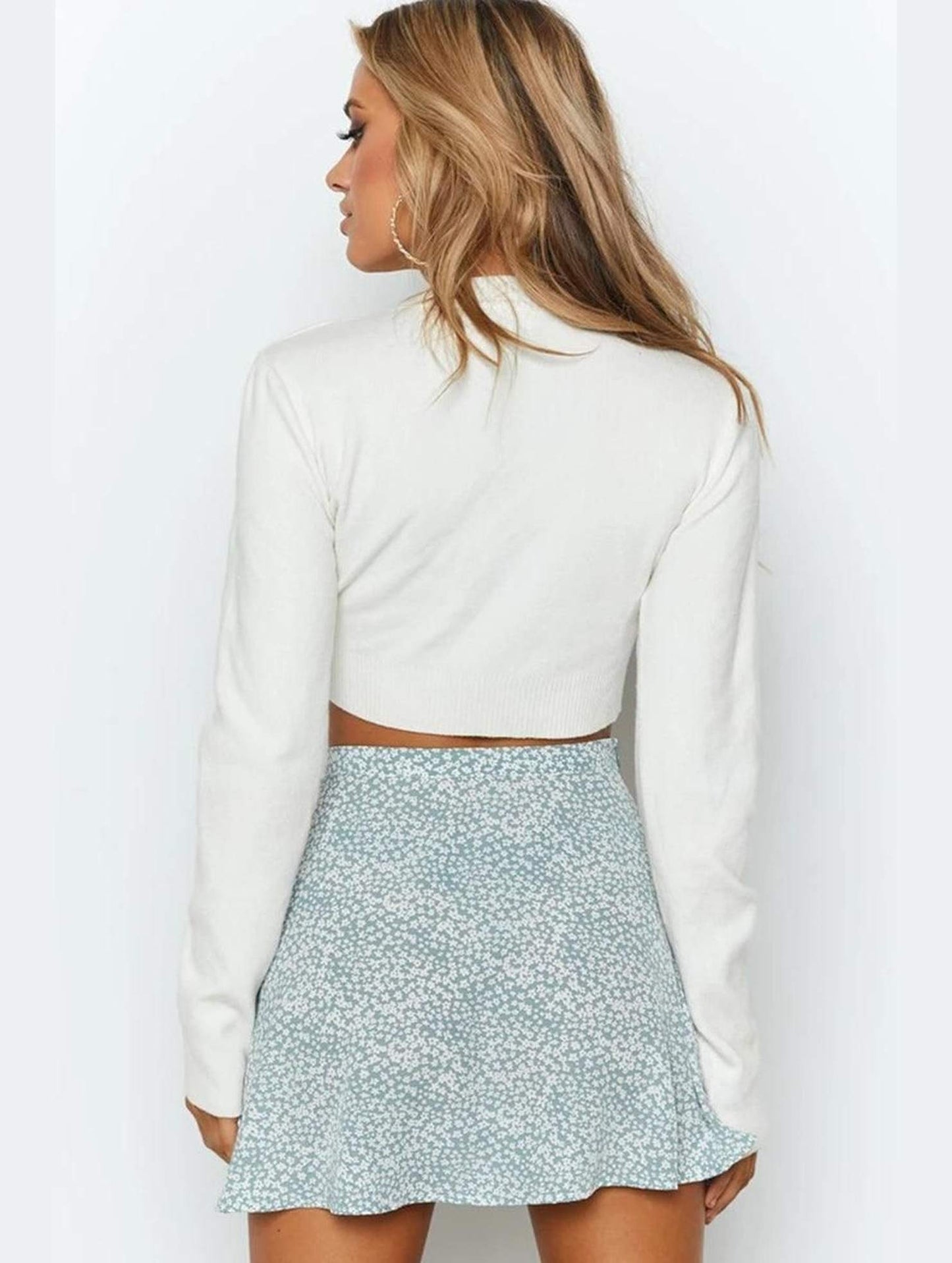 SUMMER HIGH WAISTED CHIFFON FLORAL MINI SKIRT - Doublju