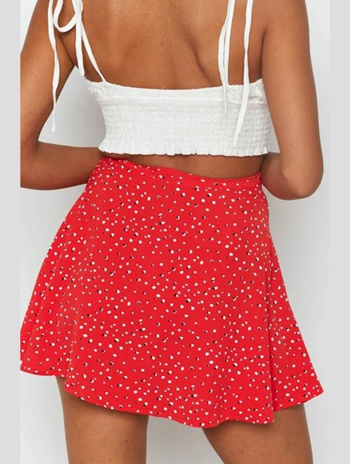 SUMMER HIGH WAISTED CHIFFON FLORAL MINI SKIRT - Doublju