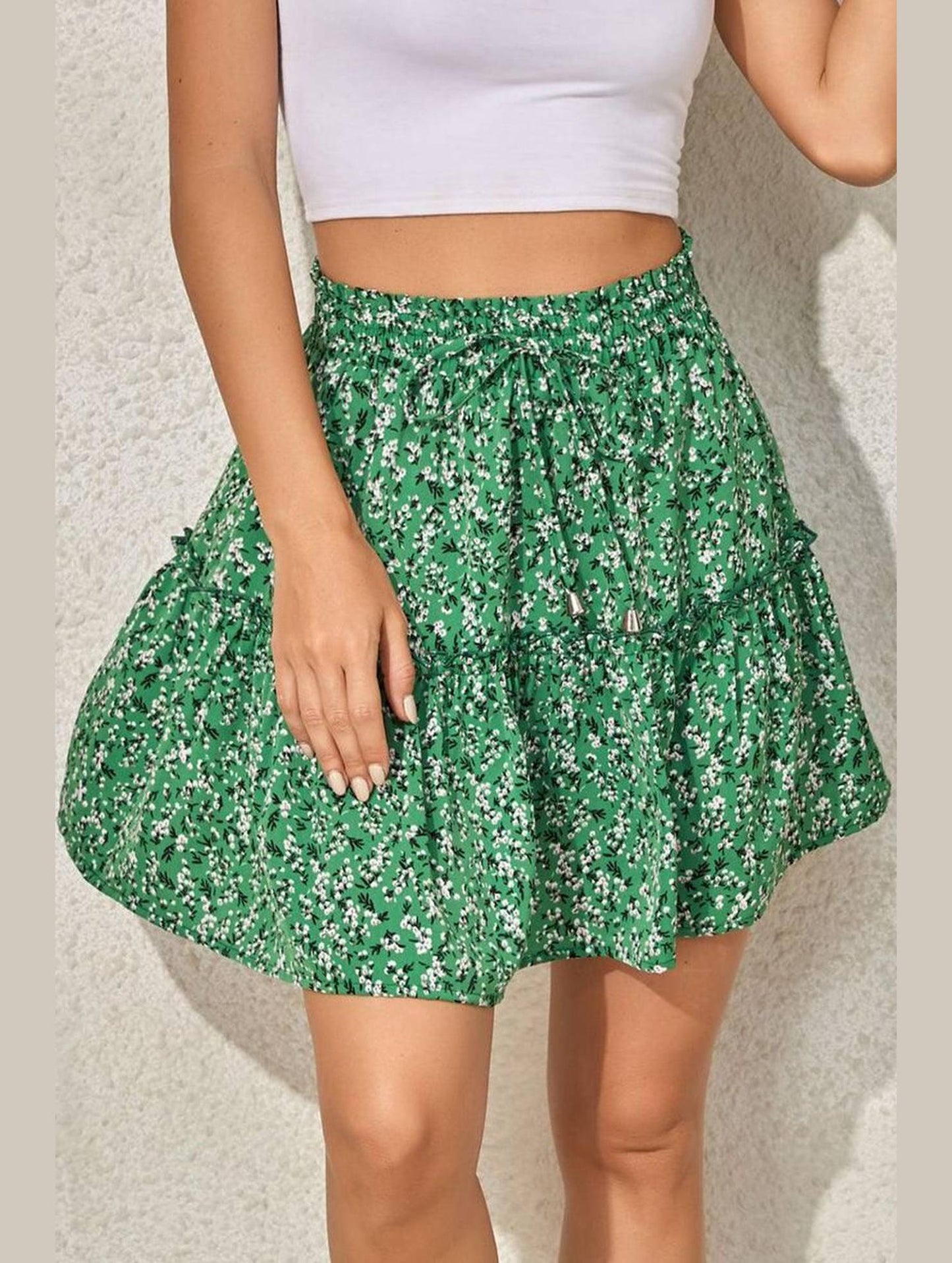 FLORAL A LINE SHORT PRINTING SKIRT FOR WOMEN - Doublju