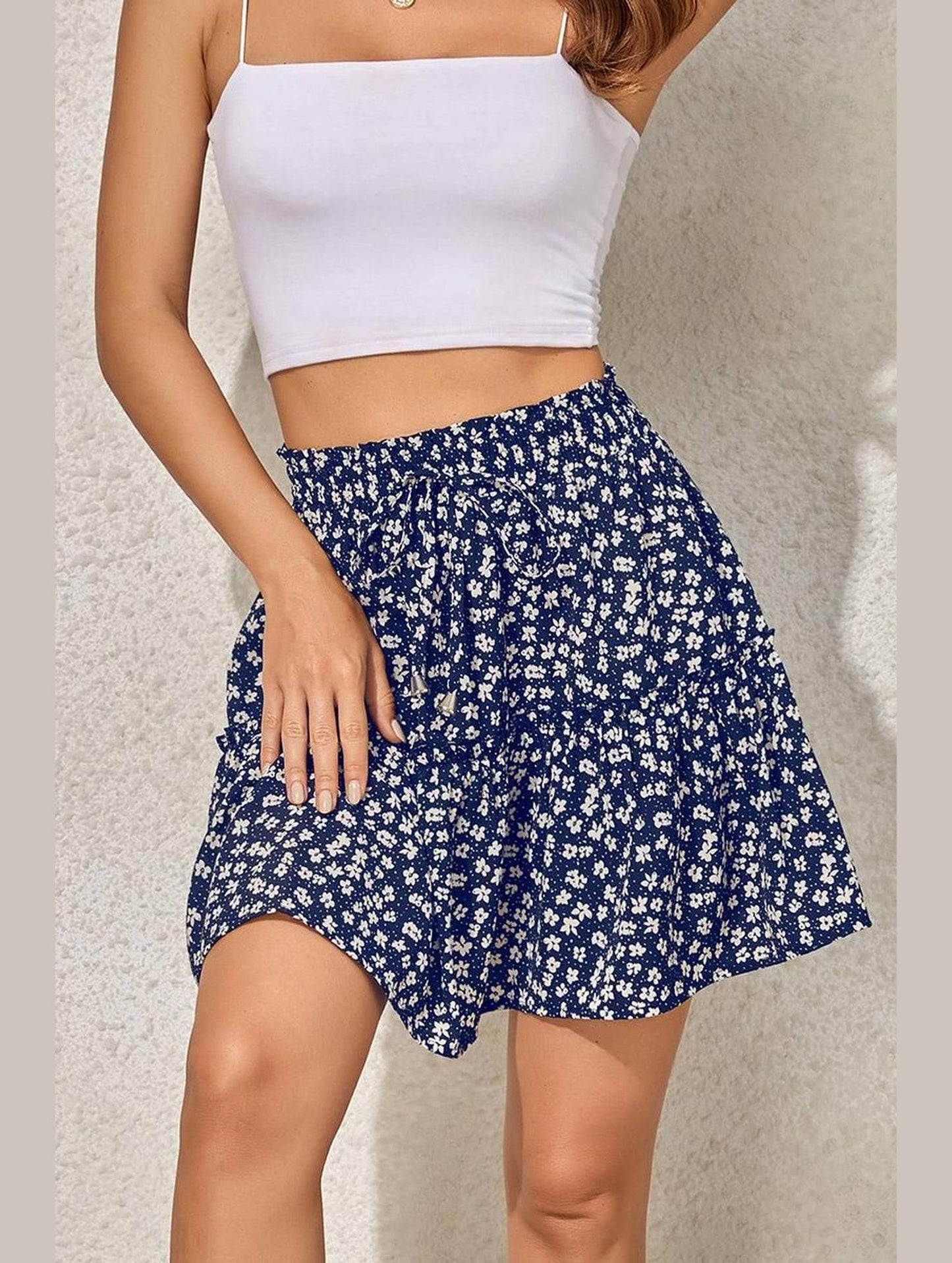 FLORAL A LINE SHORT PRINTING SKIRT FOR WOMEN - Doublju
