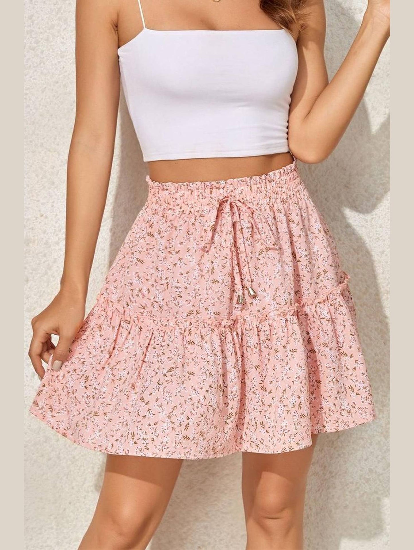 FLORAL A LINE SHORT PRINTING SKIRT FOR WOMEN - Doublju