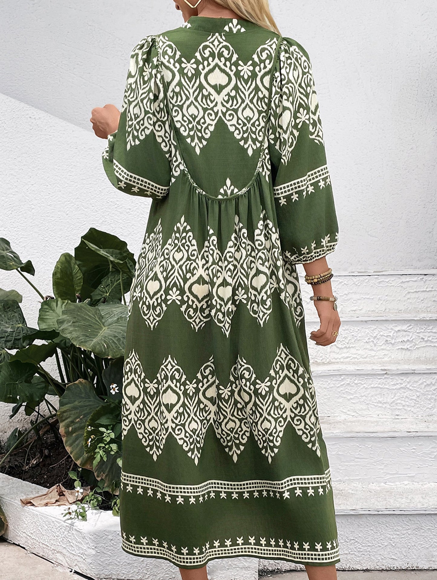 Ethnic style geometric print loose dress
