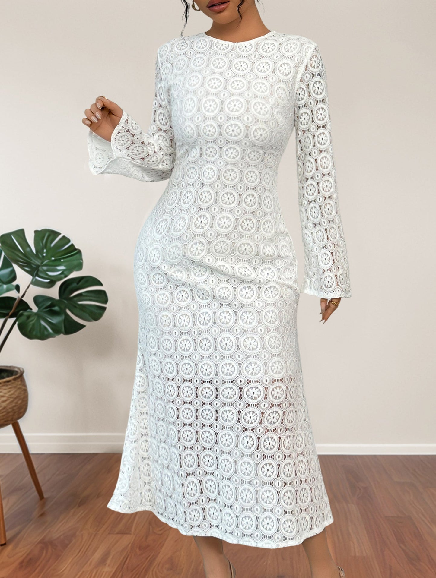 Elegant lace slim-fit mermaid dress