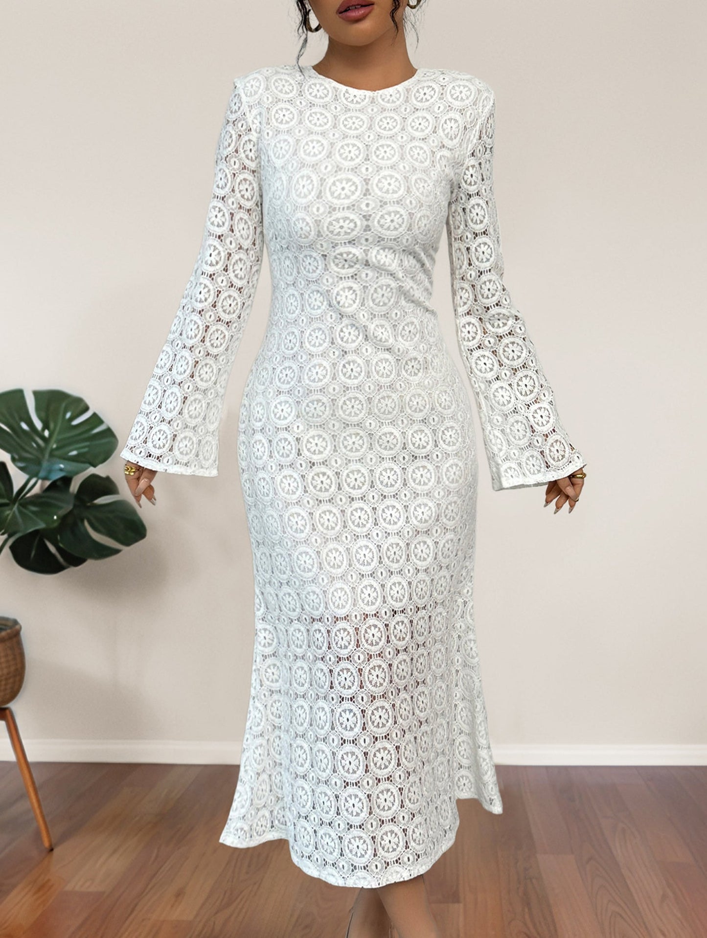 Elegant lace slim-fit mermaid dress