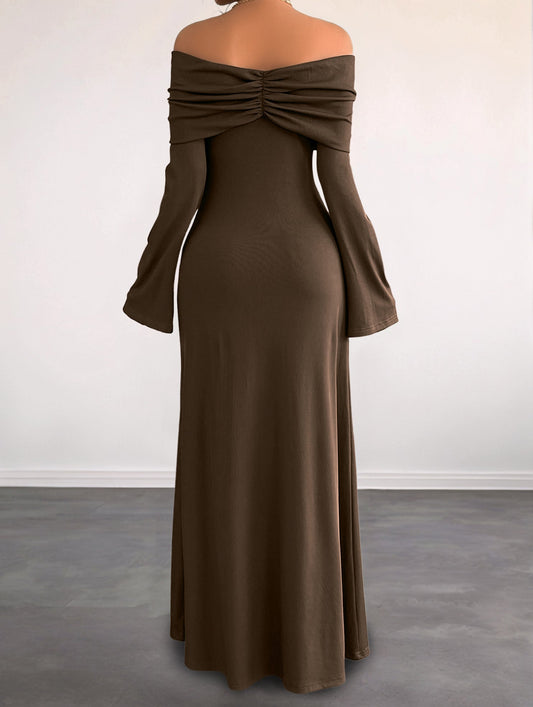 One-shoulder slim-fit long dress