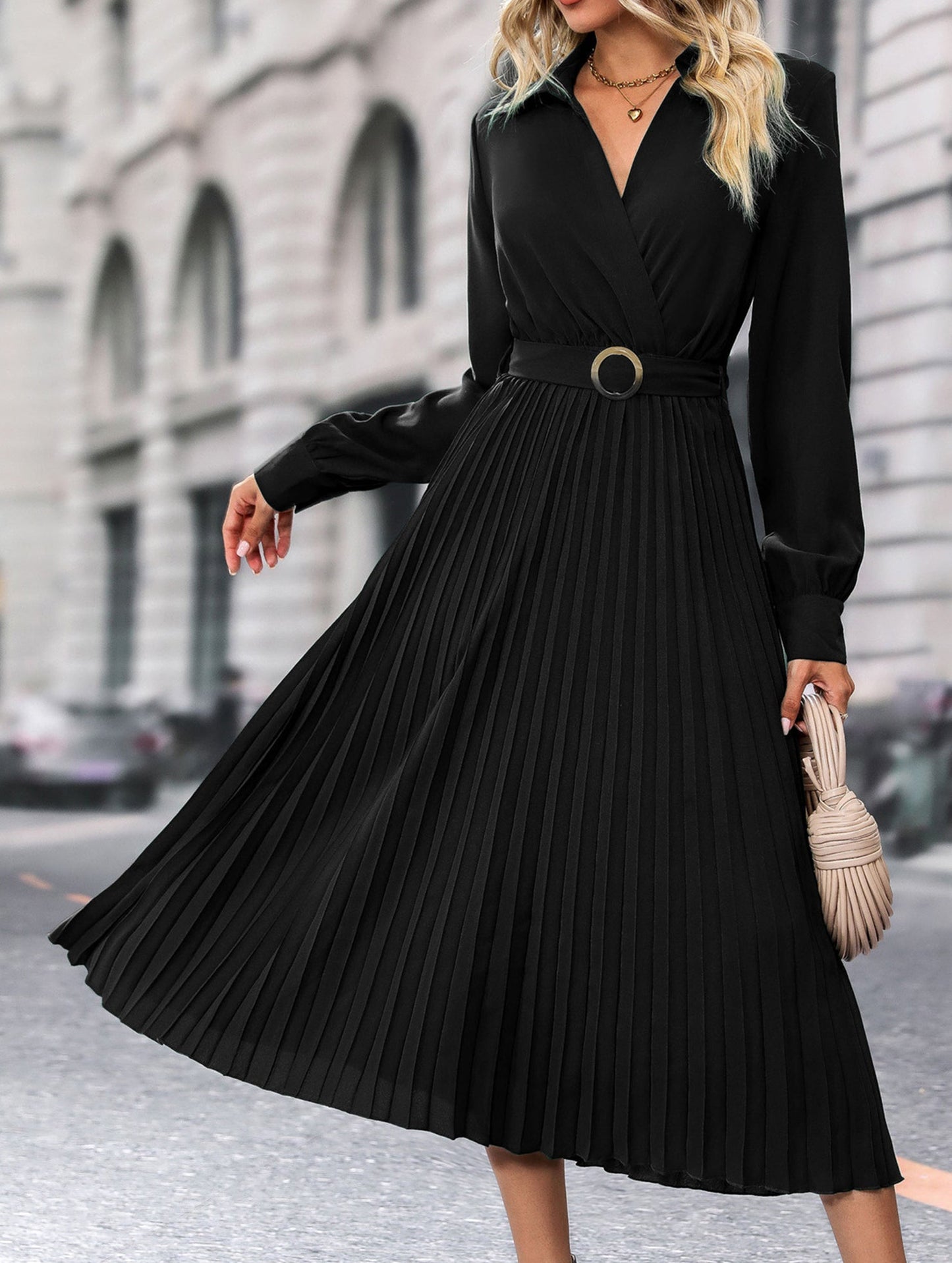 High-end plain color dress