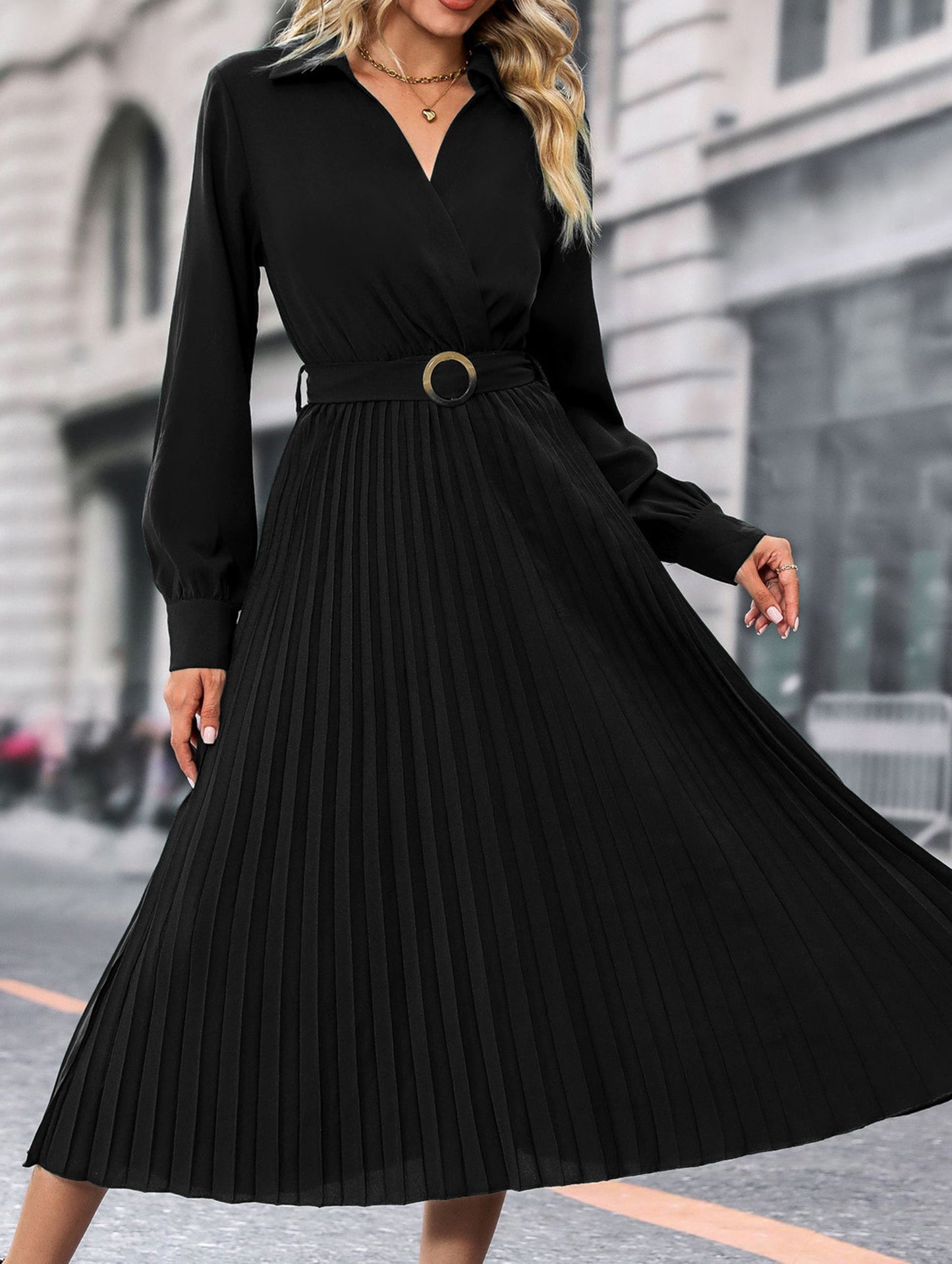 High-end plain color dress