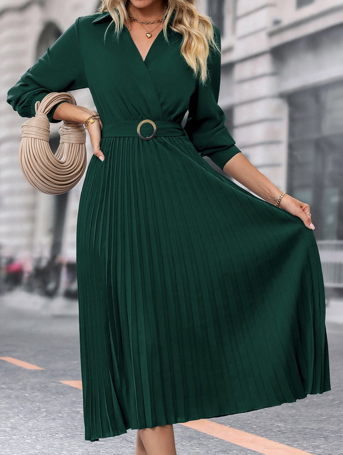 High-end plain color dress