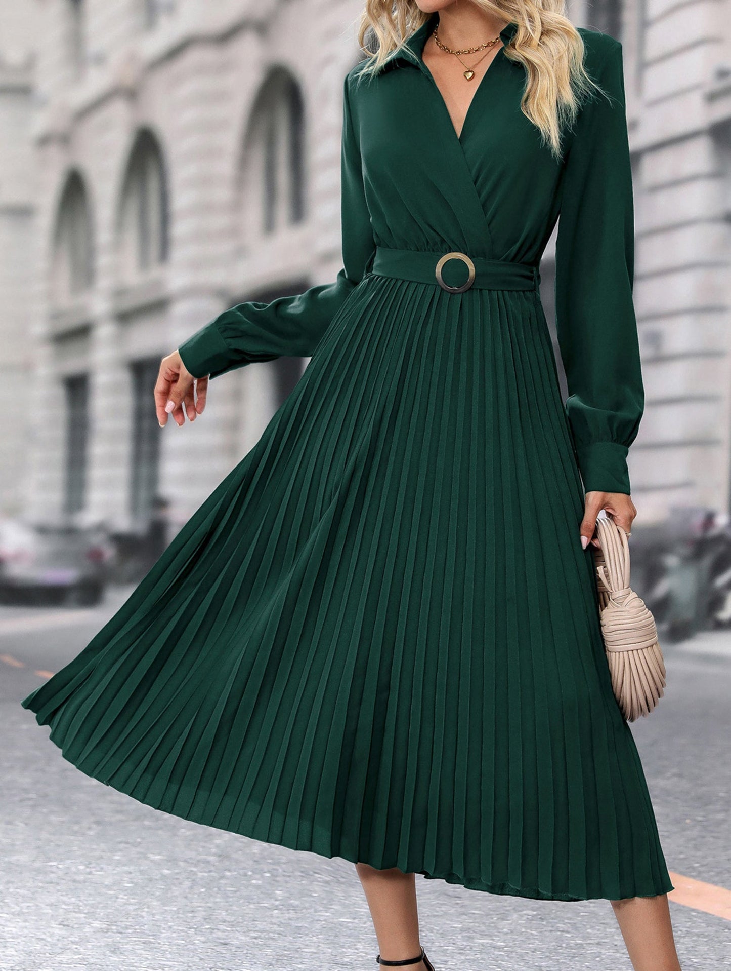 High-end plain color dress