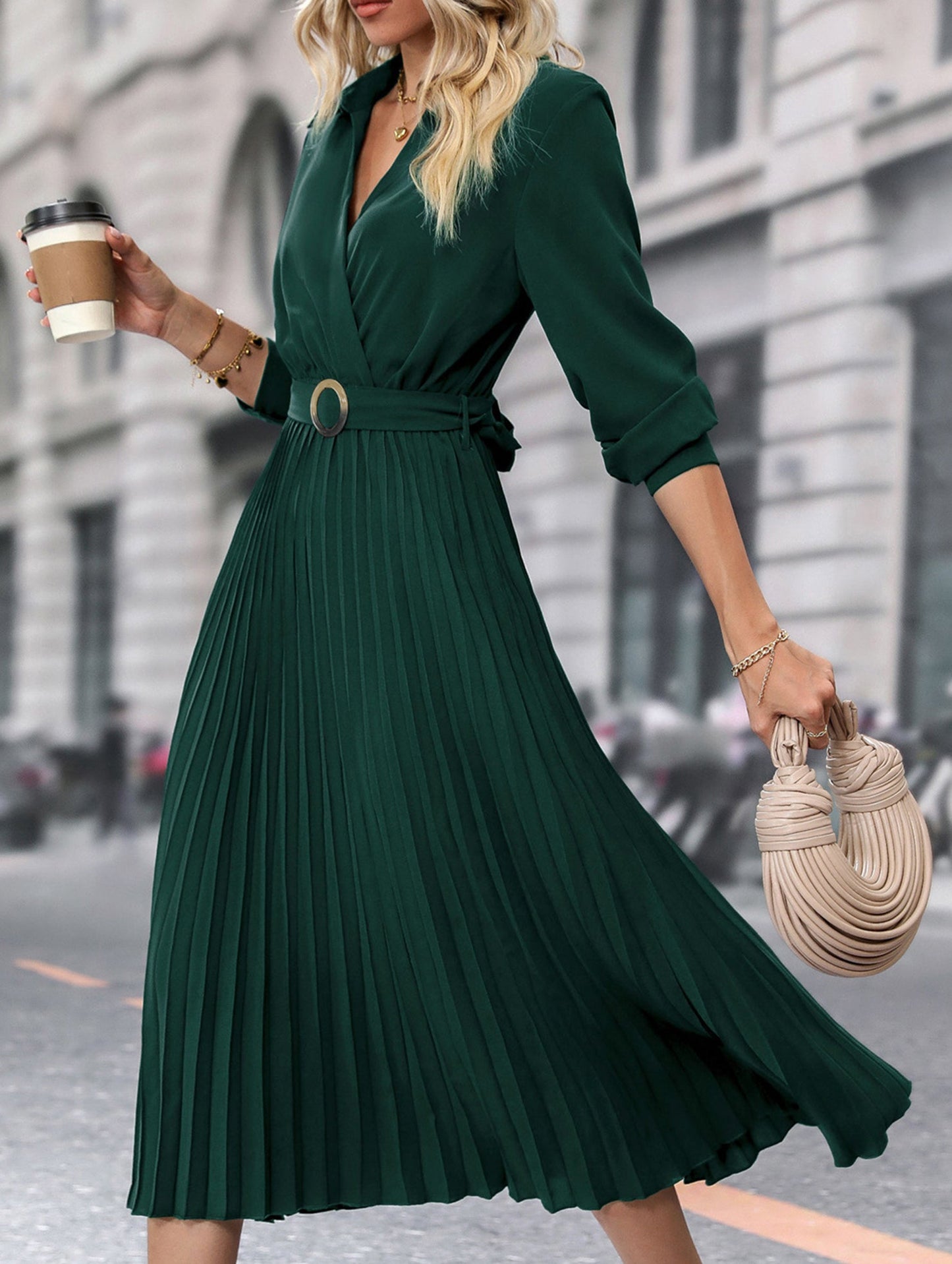 High-end plain color dress