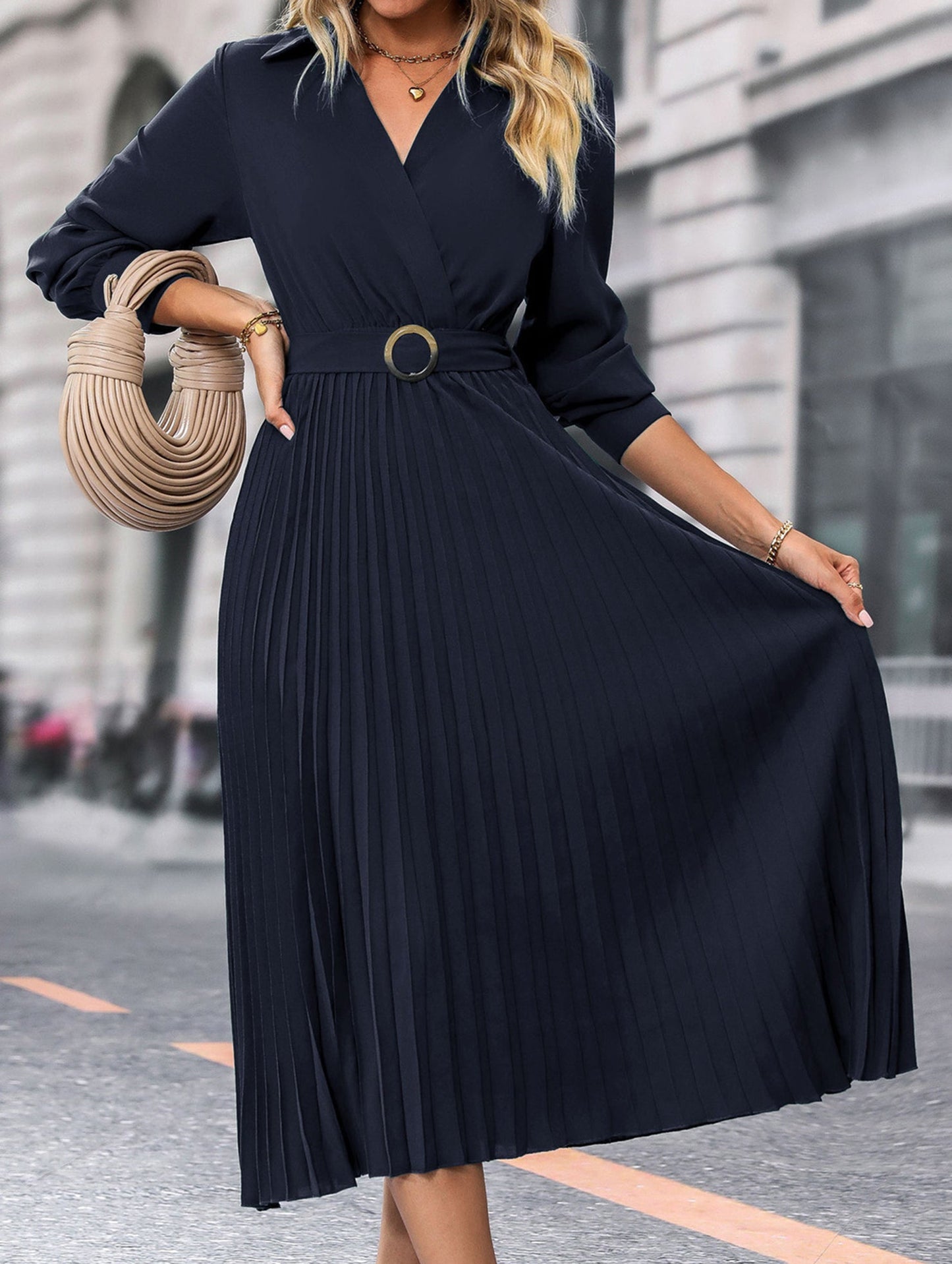 High-end plain color dress